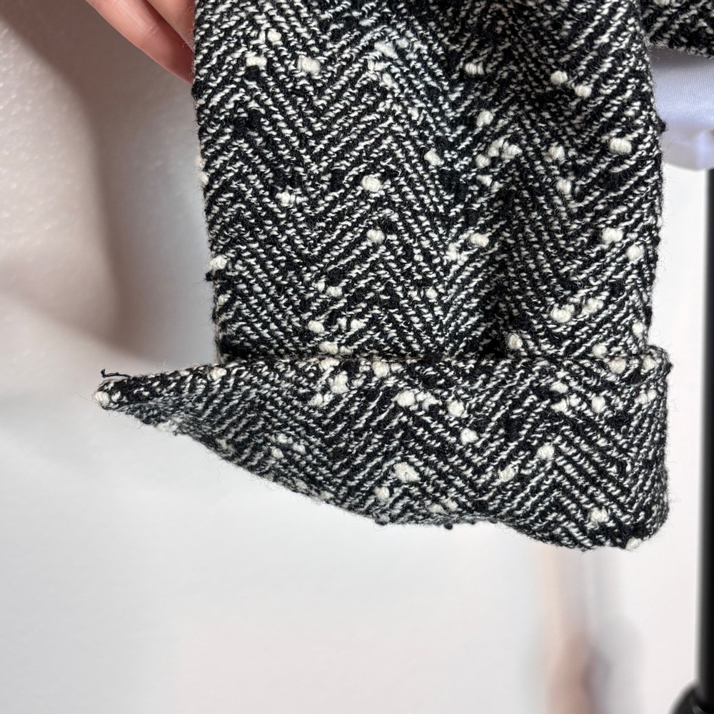 Lafayette 148 New York Black & White Herringbone Wool Tweed Blazer Jacket Size 8 - Picture 4 of 11